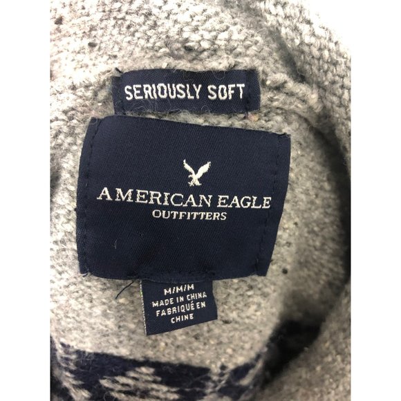 American Eagle Men's Hooded Gray Sweater size medium - Picture 5 of 6
